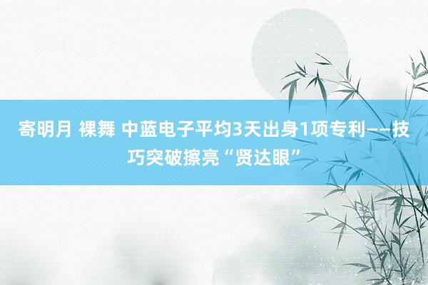 寄明月 裸舞 中蓝电子平均3天出身1项专利——技巧突破擦亮“贤达眼”